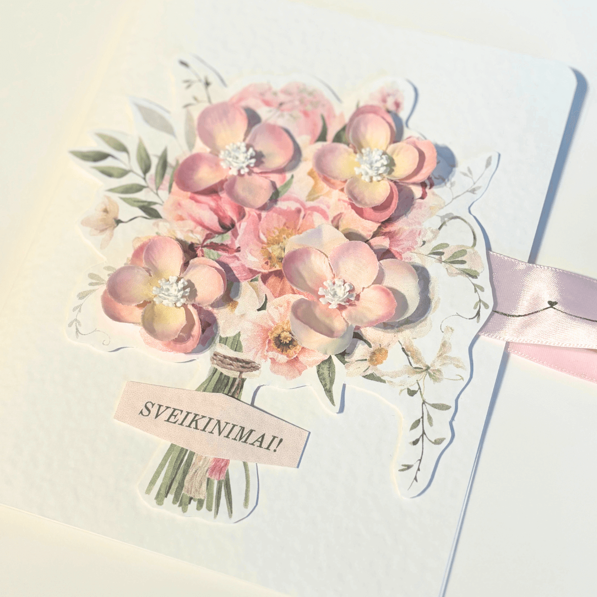 Atvirukas gimtadieniui, rožinis, su vokeliu viduje - Image 2