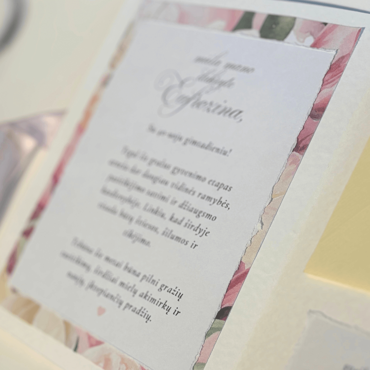 Atvirukas gimtadieniui, rožinis, su vokeliu viduje - Image 5